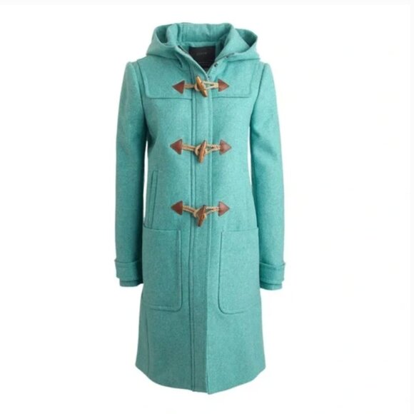 J. Crew Melton Wool Toggle Coat in Mint Blue Turquoise Duffle 4 - Picture 2 of 8